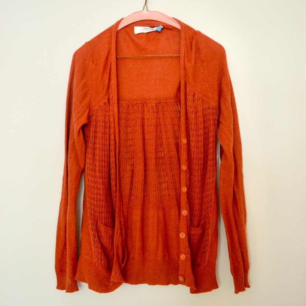 Beautiful knit orange Anthropologie cardigan